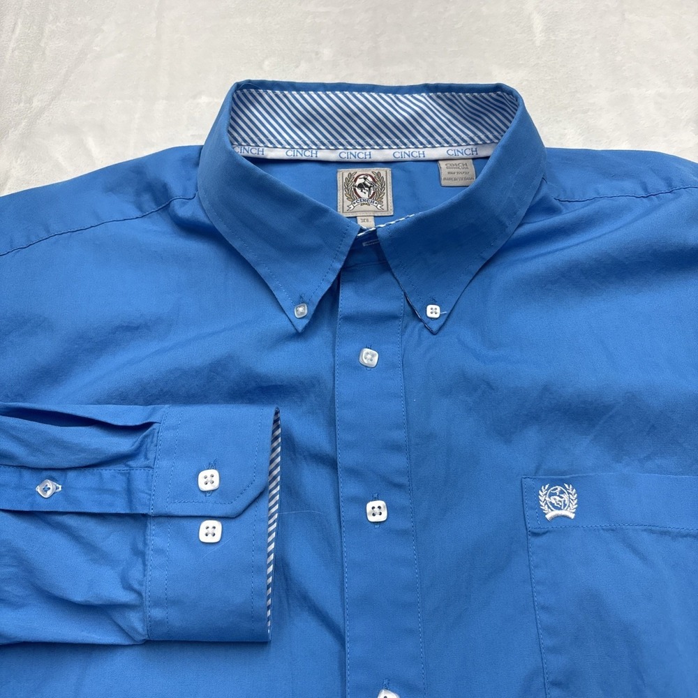Cinch Western Shirt Men XL Blue L/S Button Down Cowboy Country Ranch Wear
